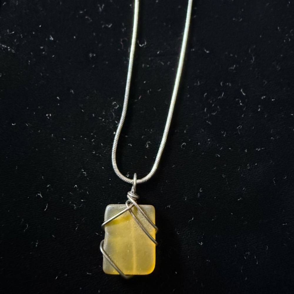 *SUMMER SALE *Handmade in USA NEW SEAGLASS Necklaces -Blue & Yellow